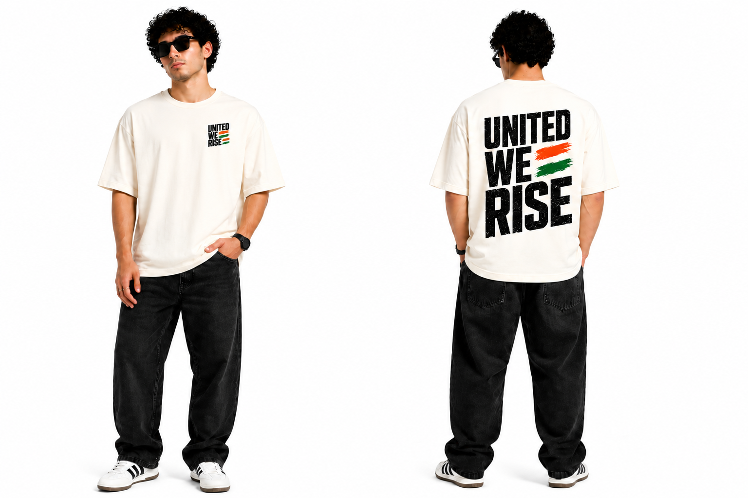 United We Rise Oversized T-Shirt | 240 GSM Premium Cotton | Unisex Streetwear | Off White