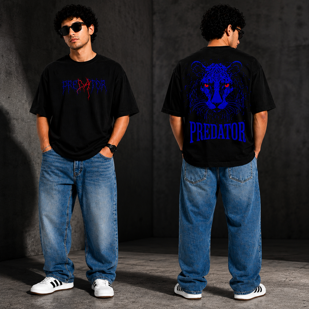 7KINGDOM Predator Oversized T-Shirt – Premium 240 GSM Streetwear Graphic Tee | Back Print Unisex Oversize Fit