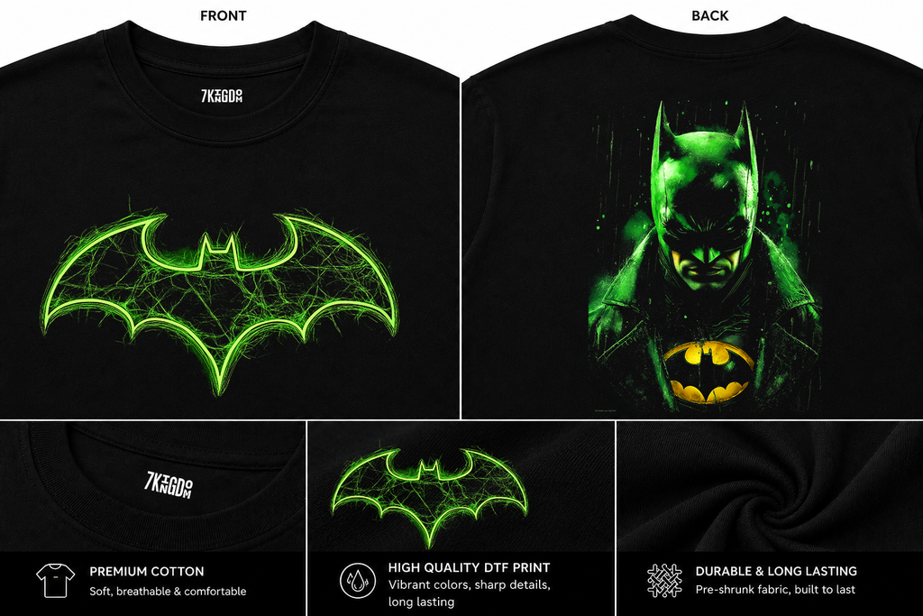 7KINGDOM Dark Knight Oversized T-Shirt – Premium 240 GSM Graphic Streetwear Tee | Oversize Fit Black