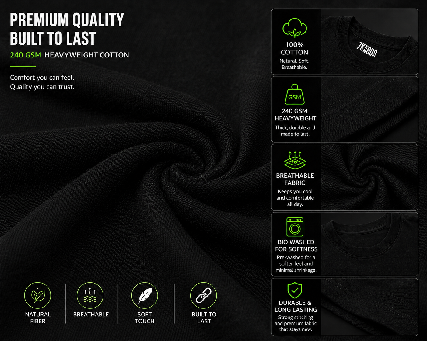 7KINGDOM Dark Knight Oversized T-Shirt – Premium 240 GSM Graphic Streetwear Tee | Oversize Fit Black