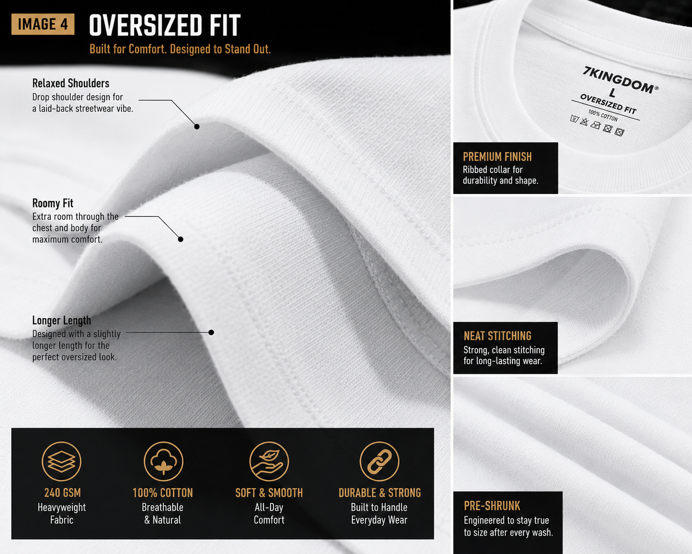 7KINGDOM 350Z Inspired Oversized T-Shirt – Premium 240 GSM Bio-Washed Cotton | Drop Shoulder Streetwear Graphic Tee | Unisex White