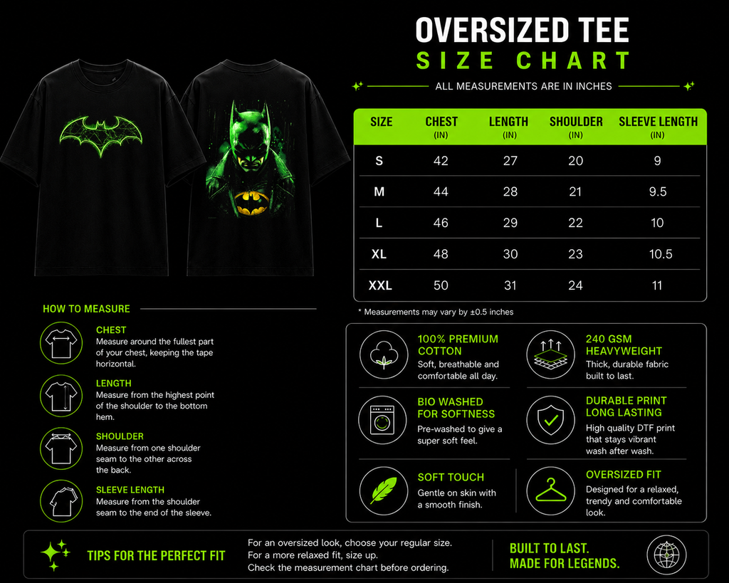 7KINGDOM Dark Knight Oversized T-Shirt – Premium 240 GSM Graphic Streetwear Tee | Oversize Fit Black