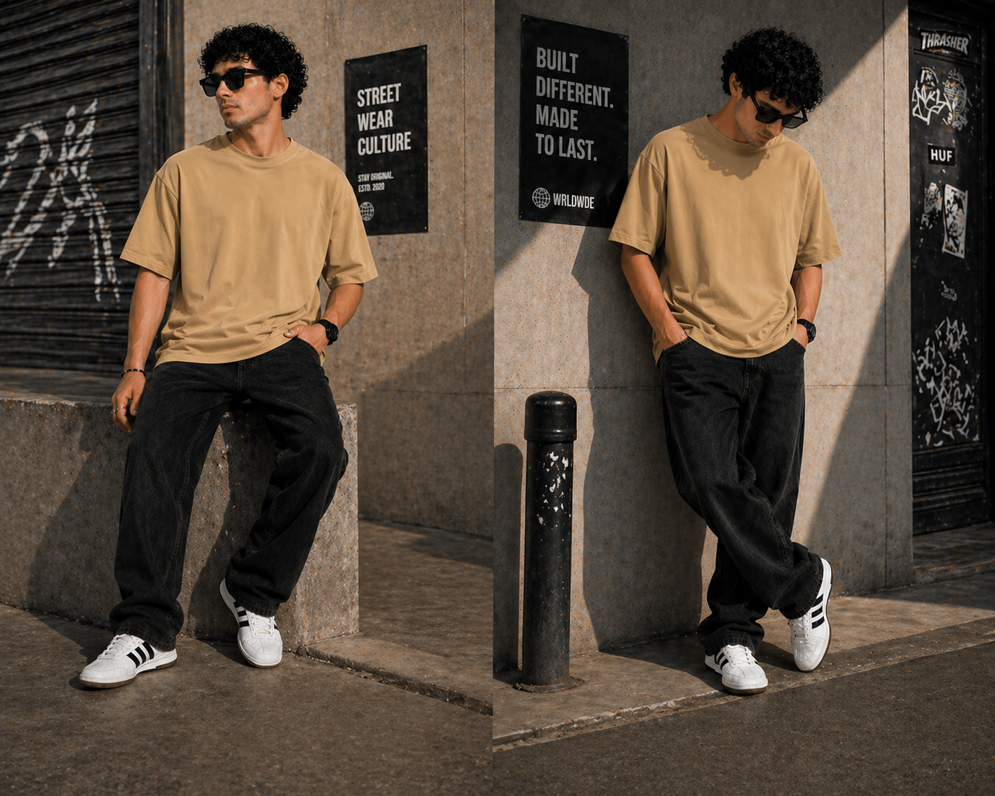 7KINGDOM Beige Oversized Tee – 240 GSM Premium Cotton