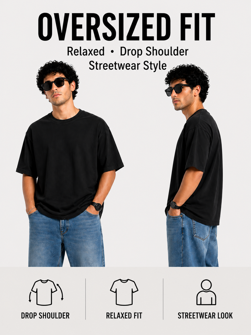 7KINGDOM Black  Oversized Tee – 240 GSM Premium Cotton