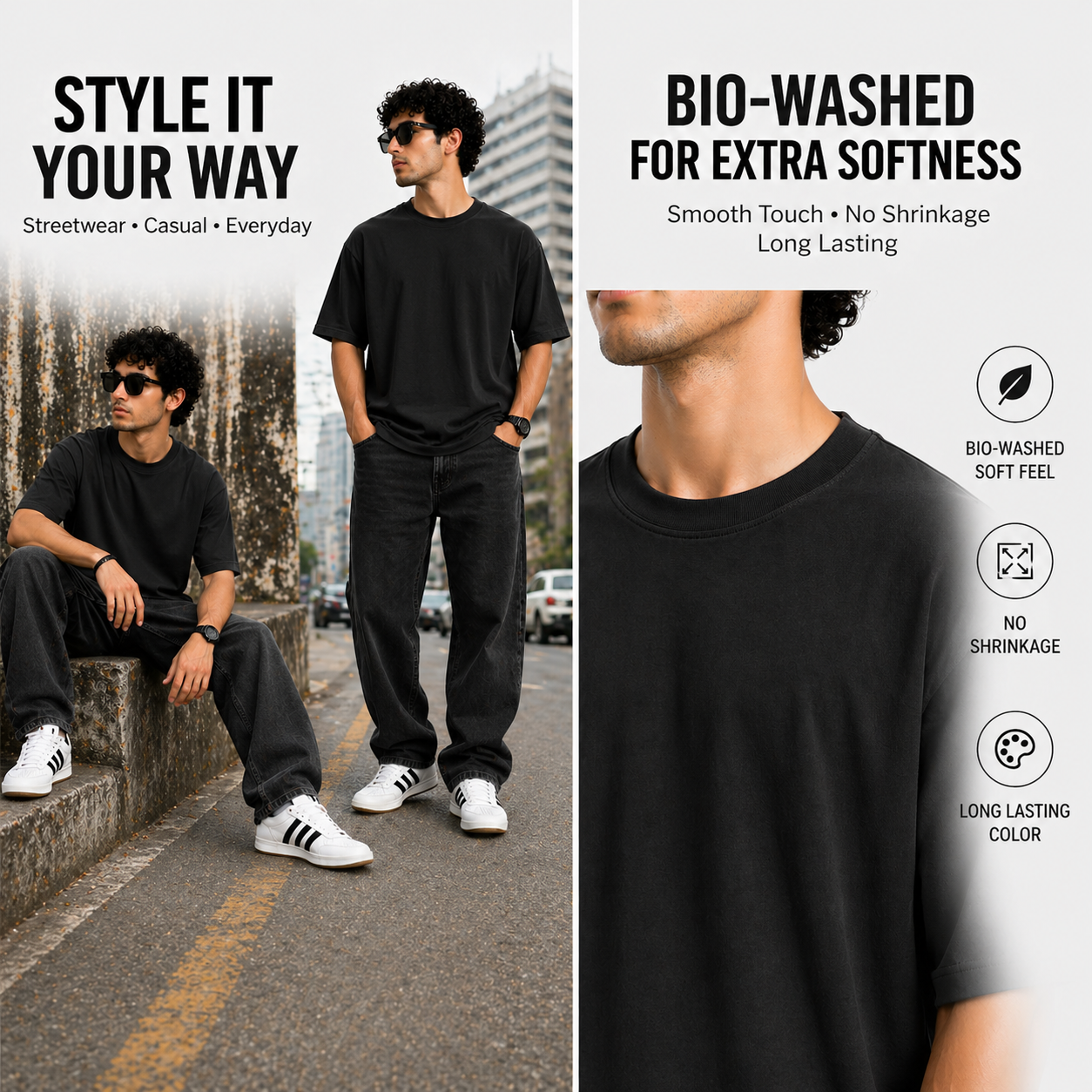 7KINGDOM Black  Oversized Tee – 240 GSM Premium Cotton