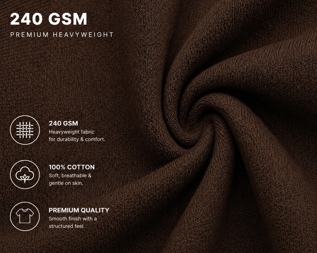 7KINGDOM Chocolate Brown Oversized Tee – 240 GSM Premium Cotton