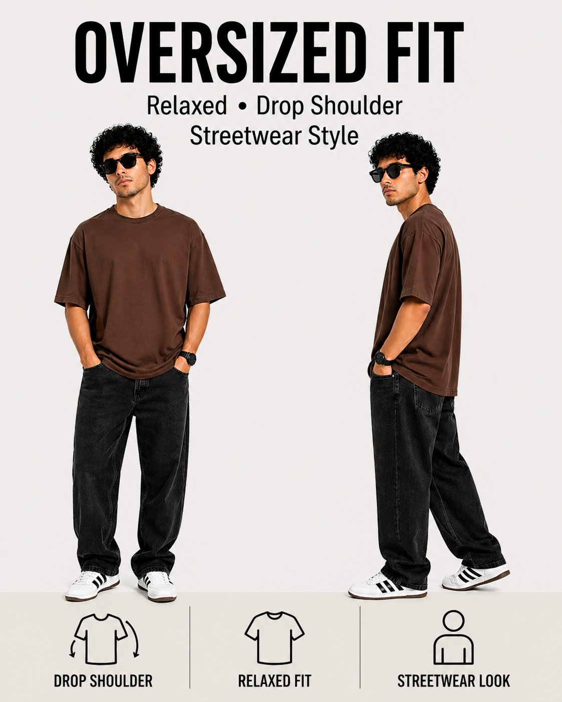 7KINGDOM Chocolate Brown Oversized Tee – 240 GSM Premium Cotton