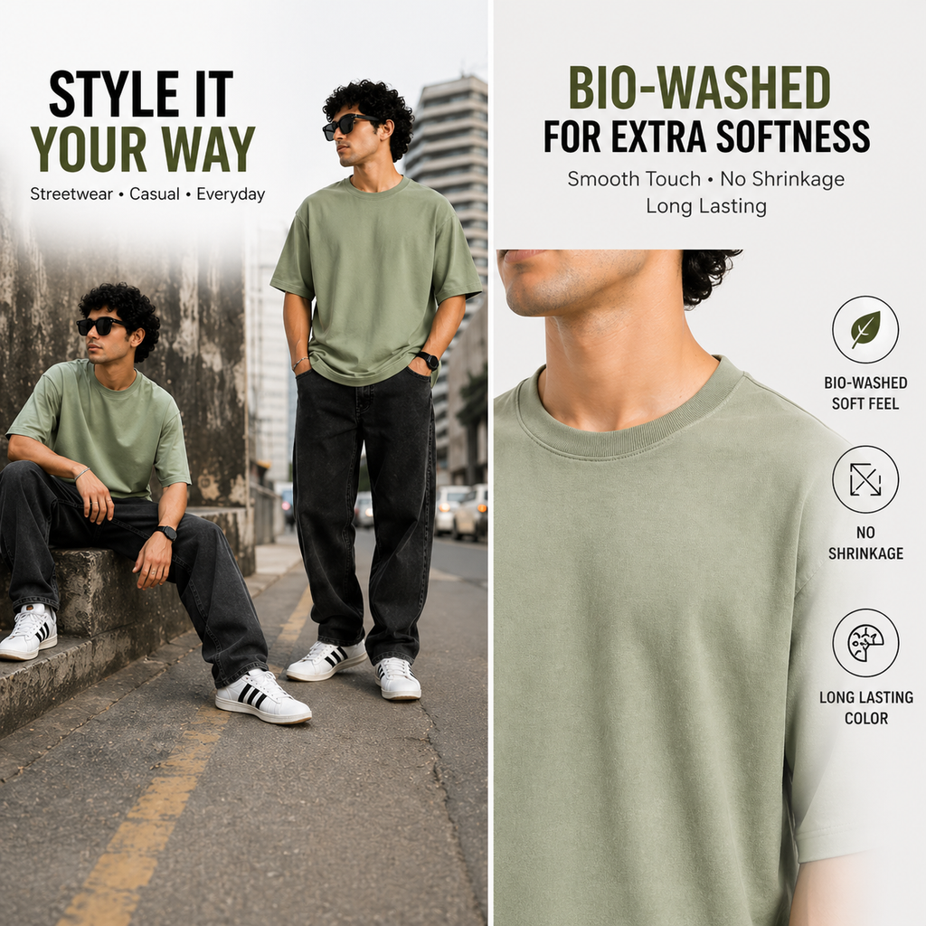 7KINGDOM Pista Green  Oversized Tee – 240 GSM Premium Cotton