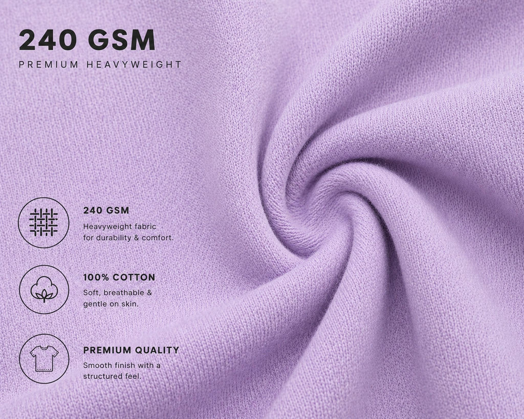 7KINGDOM Lavender Oversized Tee – 240 GSM Premium Cotton