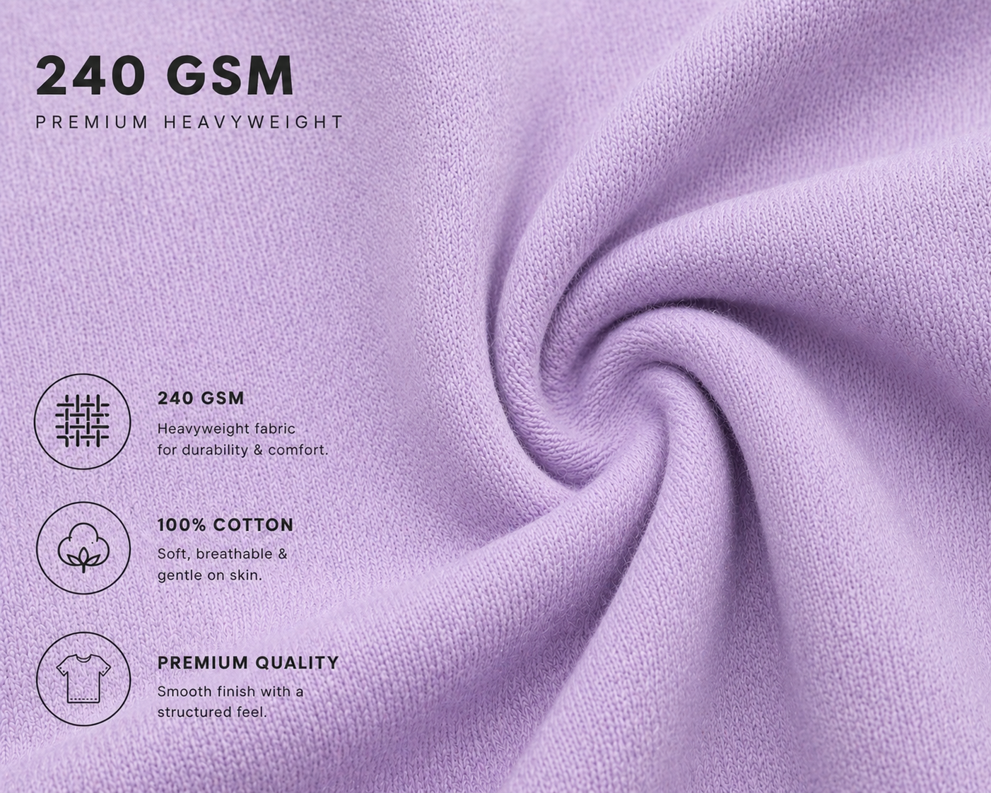 7KINGDOM Lavender Oversized Tee – 240 GSM Premium Cotton
