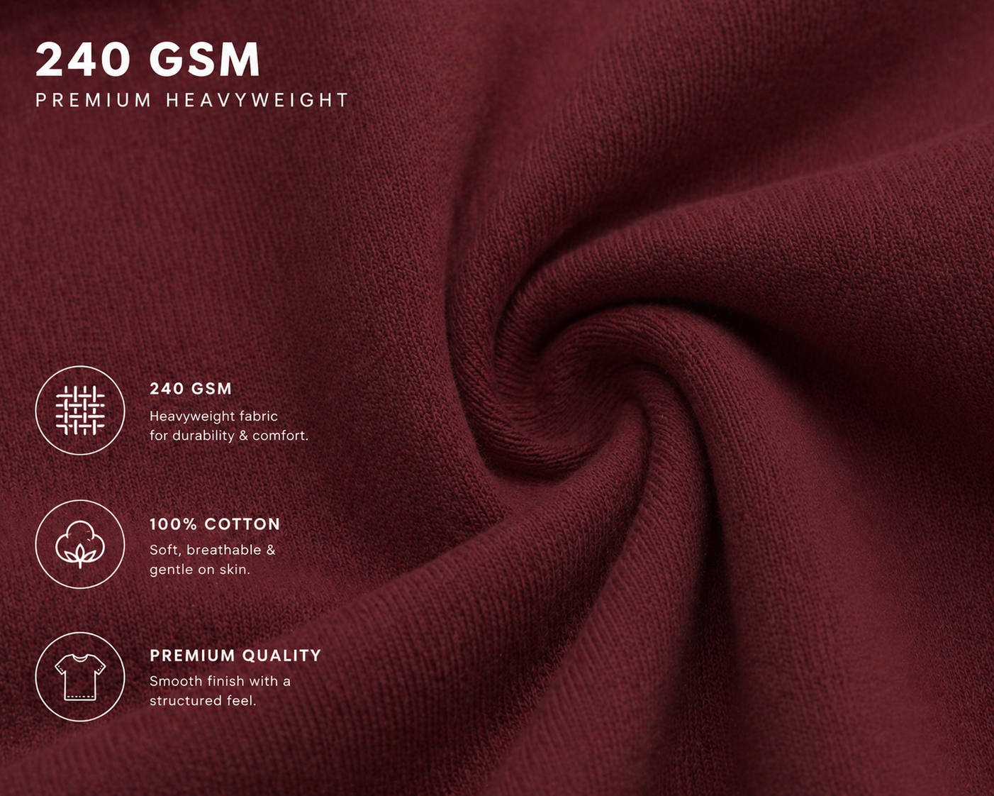 7KINGDOM Maroon  Oversized Tee – 240 GSM Premium Cotton