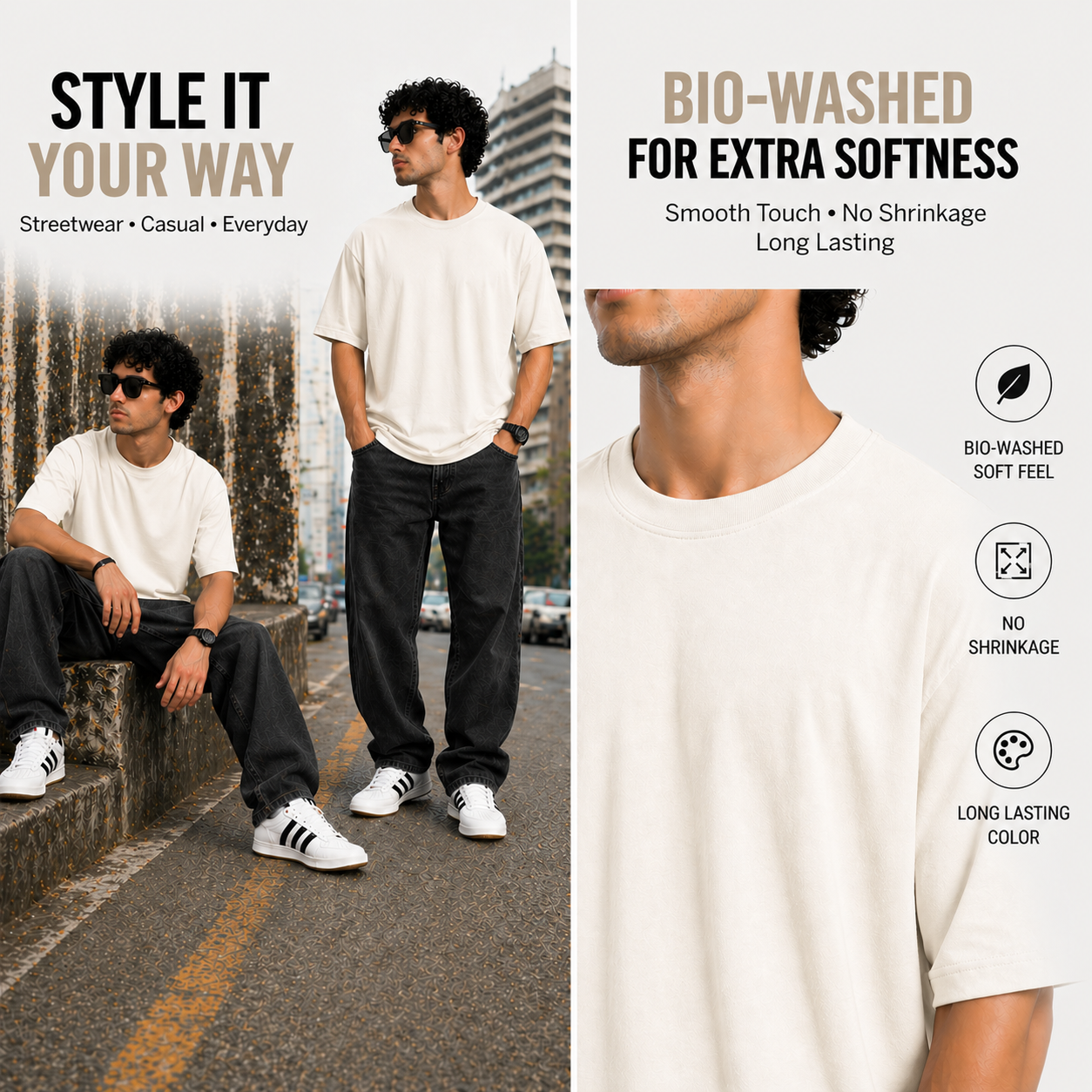 7KINGDOM Off White Oversized Tee – 240 GSM Premium Cotton