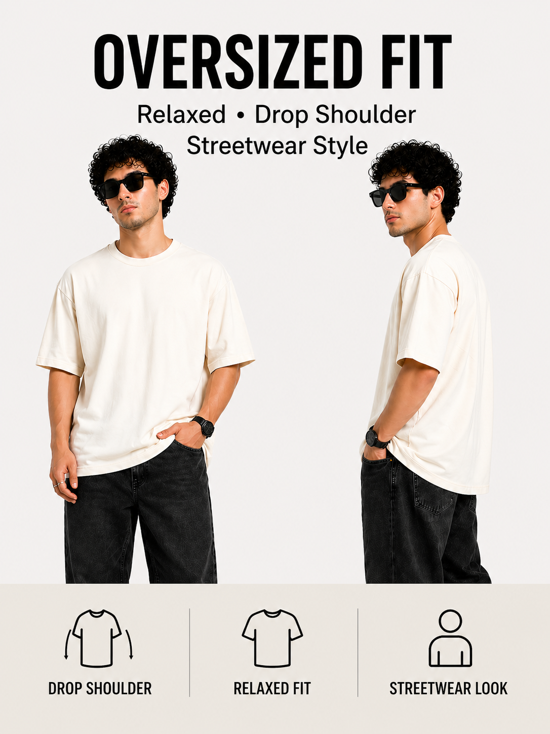 7KINGDOM Off White Oversized Tee – 240 GSM Premium Cotton