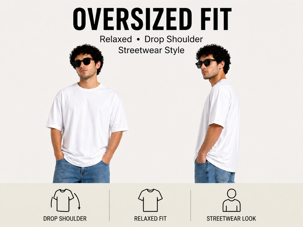 7KINGDOM White Oversized Tee – 240 GSM Premium Cotton