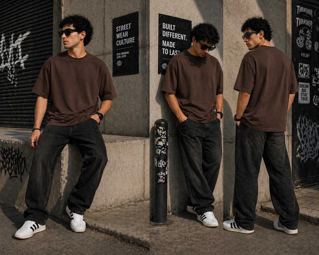 7KINGDOM Chocolate Brown Oversized Tee – 240 GSM Premium Cotton