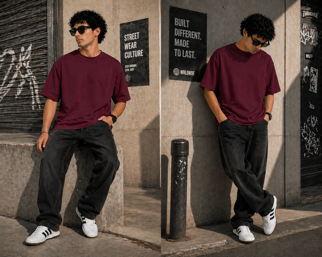 7KINGDOM Maroon  Oversized Tee – 240 GSM Premium Cotton