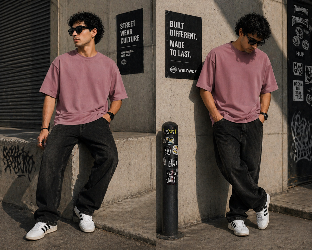 7KINGDOM Plum Oversized Tee – 240 GSM Premium Cotton