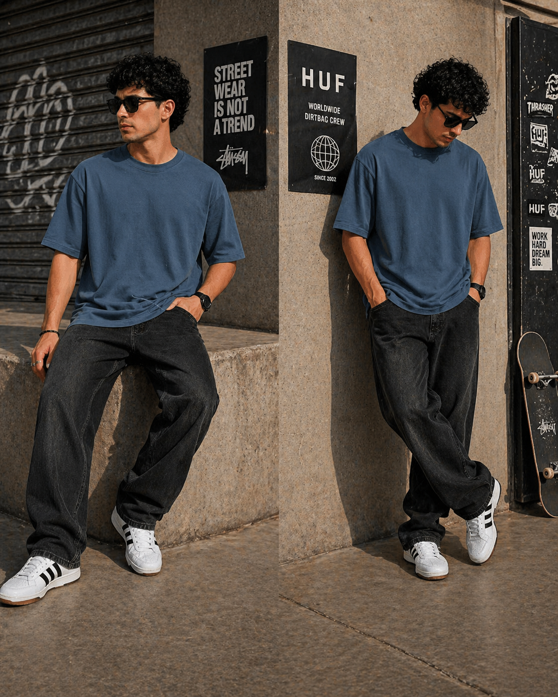 7KINGDOM Teal Blue  Oversized Tee – 240 GSM Premium Cotton